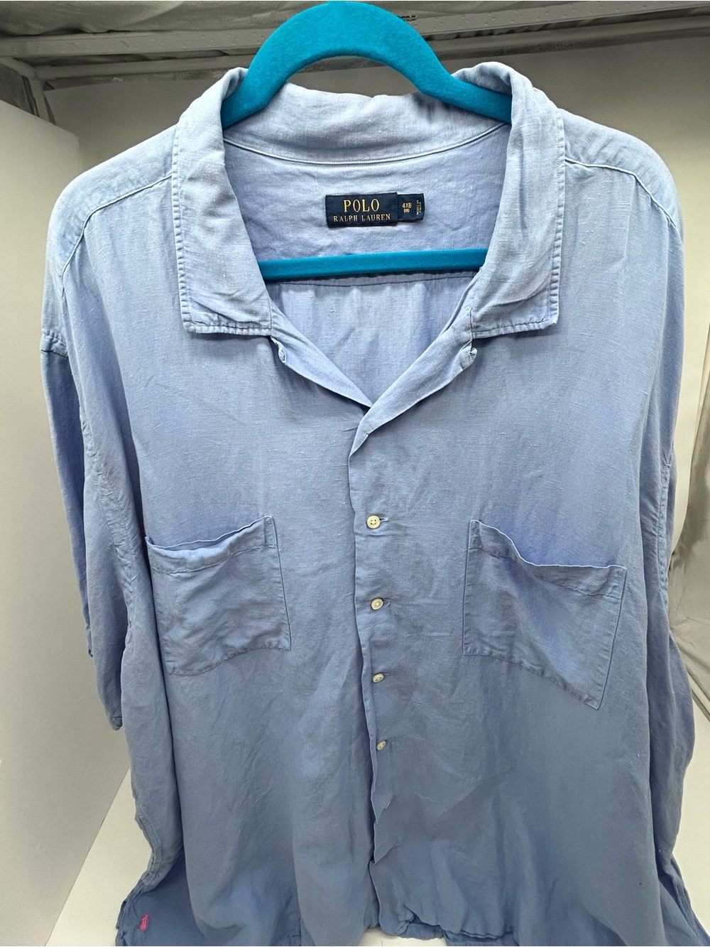 Vintage Polo by Ralph Lauren Light Blue Men's Button-Up Shirt 4X